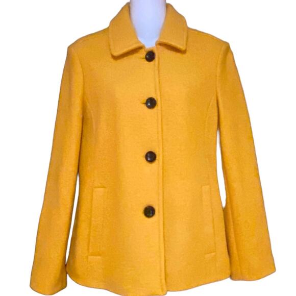Lands End Women's 10Petite Mustard Wool Blend Jacket - Picture 1 of 8